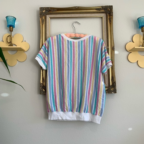 Vintage DK Gold 80s Women’s Striped Top - Picture 2 of 3